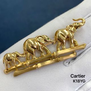 カルティエ(Cartier)の750 K18YG カルティエ　ブローチ　象　エレファント カラーストーン　　　(ブローチ/コサージュ)