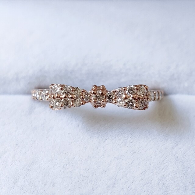 ポンテヴェキオ ダイヤモンド リボン リング K18PG 0.35ct 1.9g