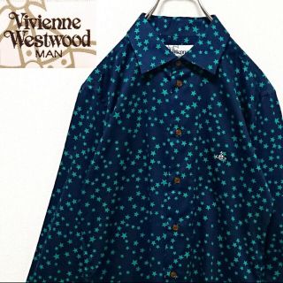 ヴィヴィアンウエストウッド(Vivienne Westwood)の【美品】ヴィヴィアンウエストウッドマン 刺繍 ロゴ スター 星 柄 長袖 シャツ(シャツ)