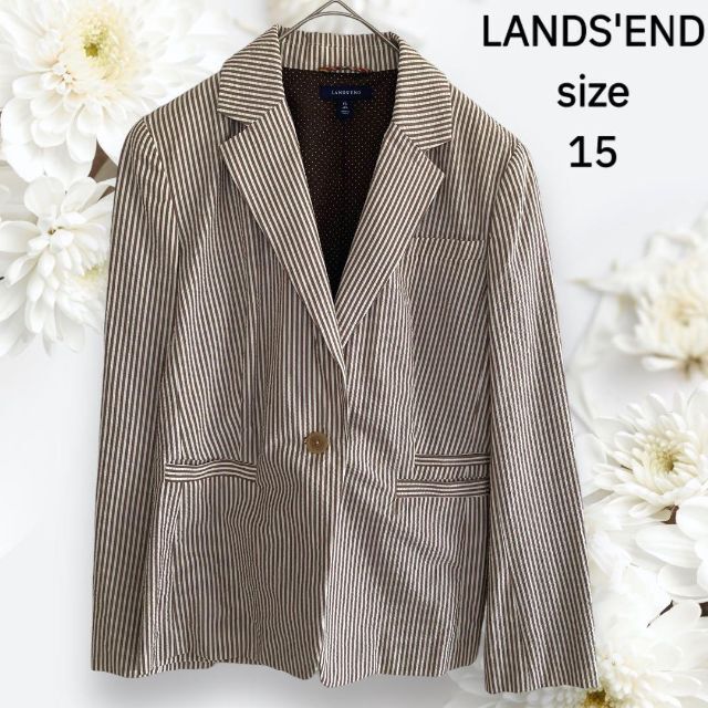 LANDS'END - ランズエンド コットン サッカー生地 ストライプ
