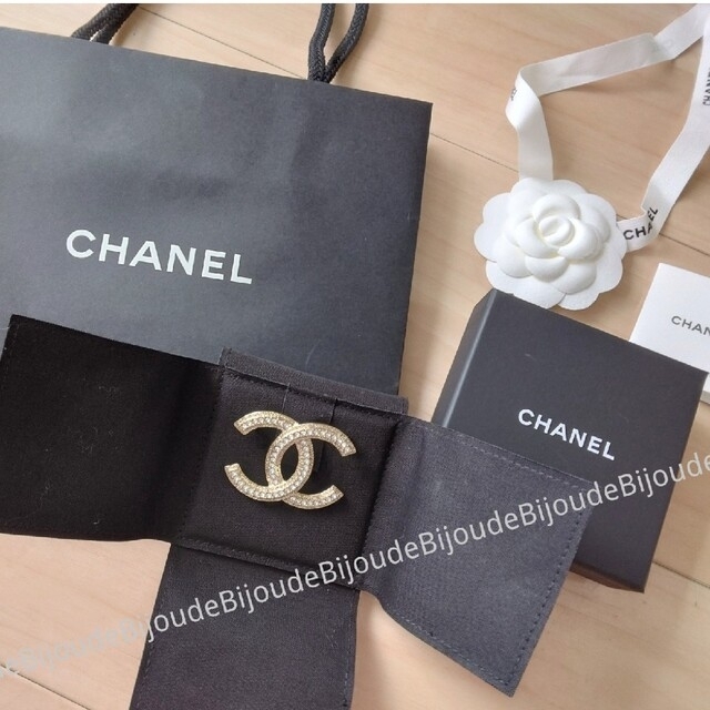 割引 CHANEL ココマーク ラインストーン ブローチ シャンパンゴールド