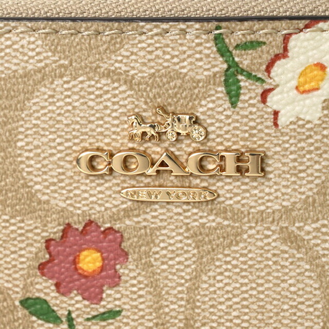 約18cm本体重量新品 コーチ COACH 長財布 ロング ジップ アラウンド ウォレット ライトカーキマルチ