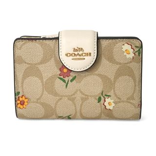 コーチ(COACH)の新品 コーチ COACH 2つ折り財布 ミディアム コーナー ジップ ウォレット ライトカーキマルチ(財布)