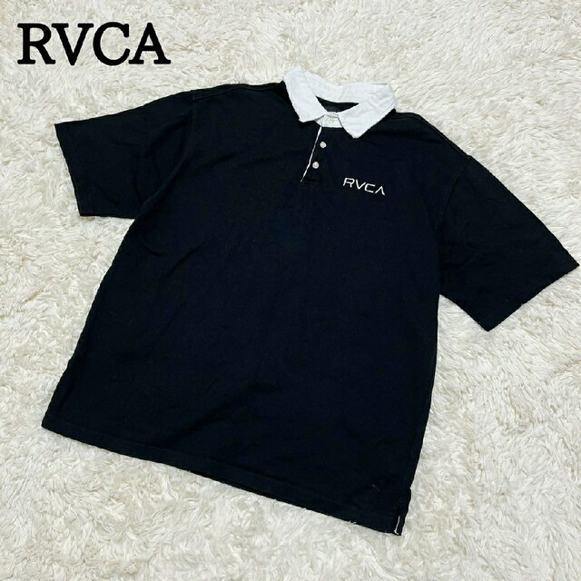 RVCA　ルーカ　半袖ポロシャツ　ラガーシャツ　レギュラーフィット　ブラック