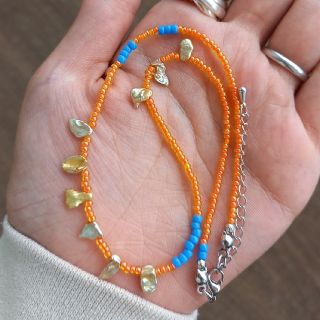 hand made beads necklace orange🍊(ネックレス)