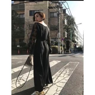 アメリヴィンテージ(Ameri VINTAGE)のAmeri VINTAGE LACE SLEEVE REFINED DRESS(ロングドレス)