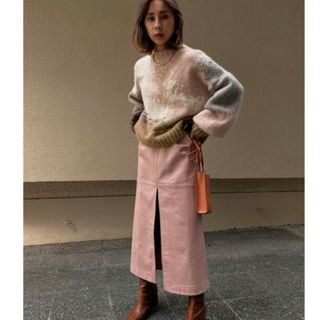 アメリヴィンテージ(Ameri VINTAGE)のameri DEEP SLIT FAKE LEATHER SKIRT(ロングスカート)