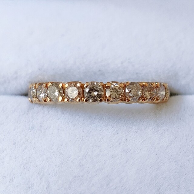 ブラウンダイヤモンド エタニティ リング K18YG 1.00ct 2.1g 【安心
