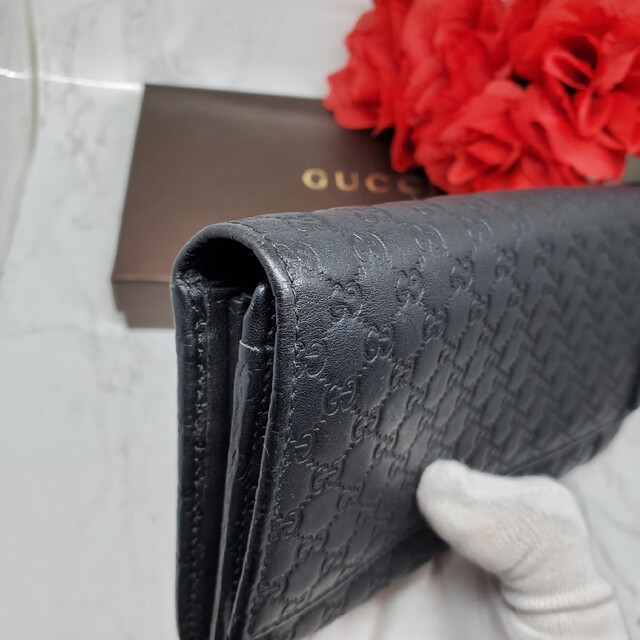 極美品】 GUCCI グッチ マイクロ シマ 長財布 財布 ベルト 金具 GG