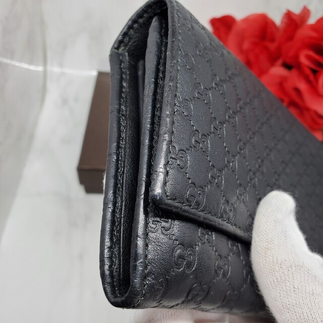 極美品】 GUCCI グッチ マイクロ シマ 長財布 財布 ベルト 金具 GG