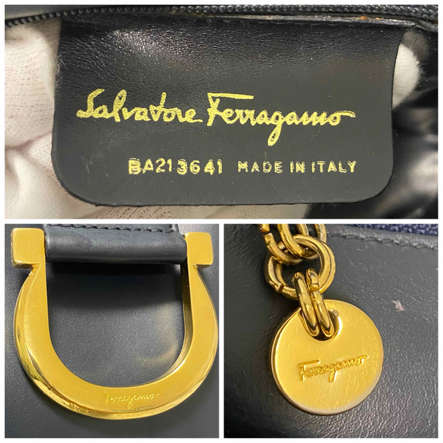 Ferragamo(フェラガモ)のFerragamoフェラガモ ショルダーバッグ ネイビー レザー レディースのバッグ(ショルダーバッグ)の商品写真