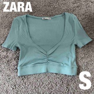 ザラ(ZARA)のZARA  Sサイズ　水色　クロップド丈　プチプラ　良品　Tシャツ　半袖(Tシャツ(半袖/袖なし))