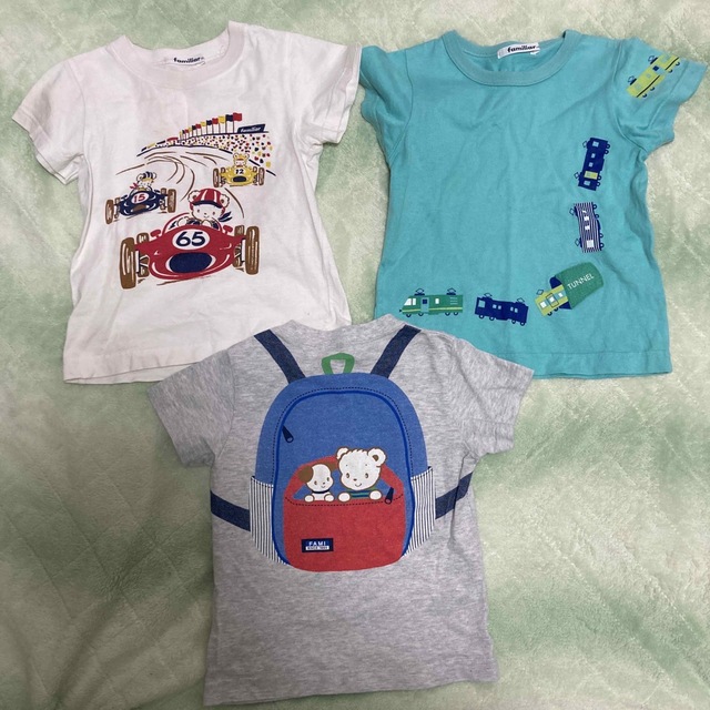 ファミリア 100 半袖　Tシャツ　おはなしTシャツ　ファミちゃん　車　電車