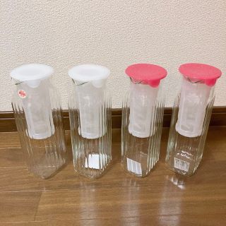 イワキ iwaki 茶こし付き耐熱ガラス角型サーバー 4本セット(容器)