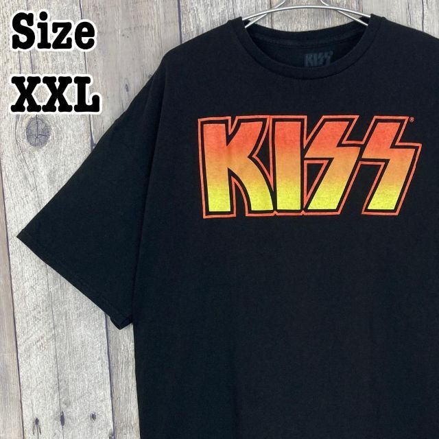 人気バンド　KISS ビッグサイズ　ブラック　黒　　シンプル　半袖　Tシャツ