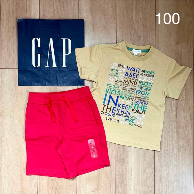 babyGAP(ベビーギャップ)の2 新品　baby gap 半袖　Tシャツ　半ズボン 100 男の子　綿　パンツ キッズ/ベビー/マタニティのキッズ服男の子用(90cm~)(パンツ/スパッツ)の商品写真
