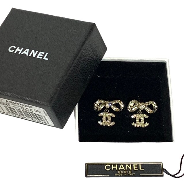 CHANEL ピアス ココマーク リボン ラインストーン ゴールド 定番人気