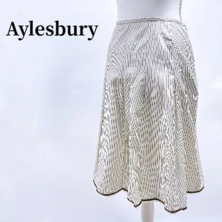 アリスバーリー(Aylesbury)のAylesburyアリスバーリーストライプフレアスカートレースホワイト(ひざ丈スカート)