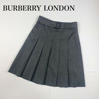 バーバリー(BURBERRY)の美品✨BURBERRY LONDON バーバリー プリーツスカート グレー 40(ひざ丈スカート)