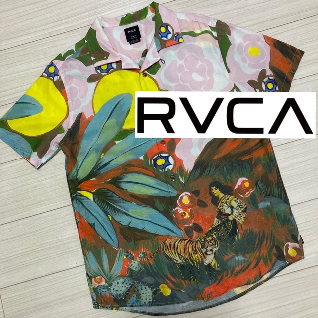 RVCA(ルーカ)の良品 レア■RVCA ルーカ■オープンカラー アロハシャツ 虎 タイガー 花柄 メンズのトップス(シャツ)の商品写真