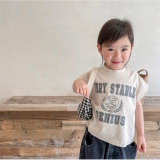 新品未使用　【ad-baby】ロゴTシャツ　90サイズ　ベージュ(Tシャツ/カットソー)