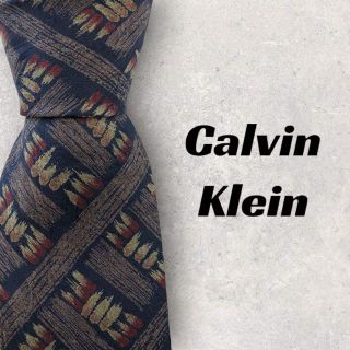 カルバンクライン(Calvin Klein)の【4989】良品！Calvin Klein ネクタイ　ネイビー系　総柄(ネクタイ)