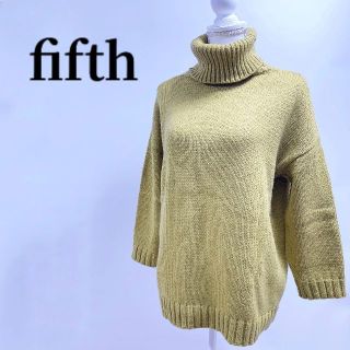 フィフス(fifth)のfifthフィフスタートルネックニットイエロー無地セーターオフショルダー(ニット/セーター)