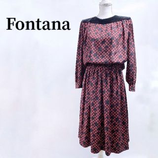 Fontanaフォンタナ花柄ギンガムチェックトップスロングスカートセットアップ(ロングワンピース/マキシワンピース)