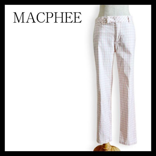 MACPHEE(マカフィー)の美品★MACPHEE マカフィー スリム パンツ ピンク チェック 春 夏 レディースのパンツ(カジュアルパンツ)の商品写真