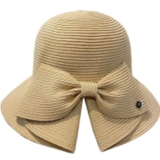 ストローハット　つば広　帽子　麦わら帽子　UVカット　折り畳み　リボン レディースの帽子(麦わら帽子/ストローハット)の商品写真