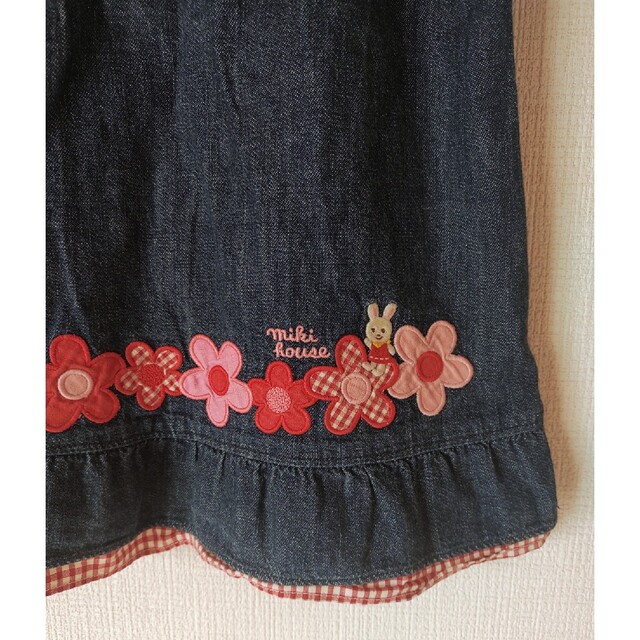 4点専用!ミキハウス デニム ワンピース ジャンパースカート 90 花