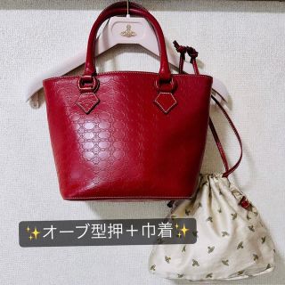 ヴィヴィアンウエストウッド(Vivienne Westwood)の良品/本革VivienneWestwood 総オーブ型押しハンドバッグ(ハンドバッグ)