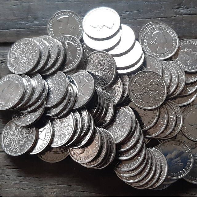幸せのシックスペンス イギリス 50個セットラッキー6ペンス本物古銭英国コイン