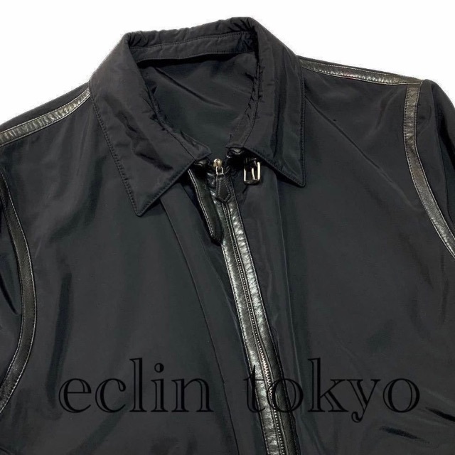 美品 HERMES 2WAY レザー装飾 ライダース ジャケット E2446