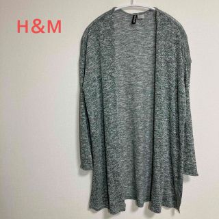 エイチアンドエム(H&M)のH＆M カーディガン くすみグリーン ストレッチ素材(カーディガン)