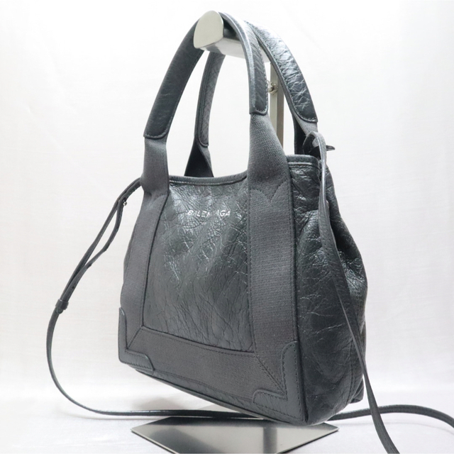 美品】バレンシアガ ネイビーカバ XS ハンドバッグ 2way グレー 日本