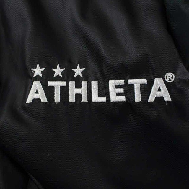 other(アザー)のATHLETA 中綿ジャケット ジップアップ フード 刺繍 ロゴ L 黒  緑 メンズのジャケット/アウター(ブルゾン)の商品写真