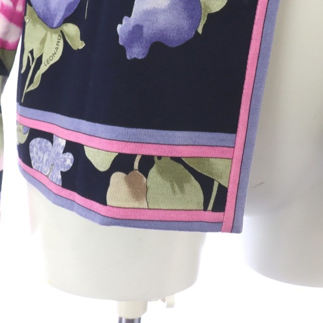 LEONARD(レオナール)のレオナール FASHION カーディガン Vネック 長袖 花柄 L 紺 ピンク レディースのトップス(カーディガン)の商品写真