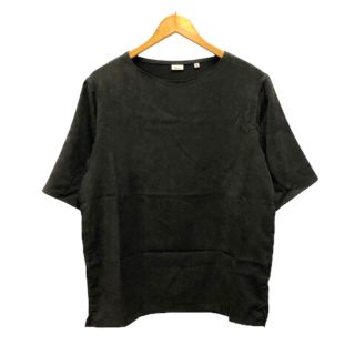 エディフィス(EDIFICE)のエディフィス カットソー Tシャツ スエード 半袖 L チャコールグレー(Tシャツ/カットソー(半袖/袖なし))