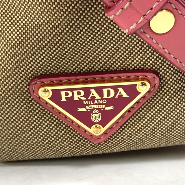 プラダ PRADA ロゴ ショルダーバッグ 斜め掛けショルダー キャンバス レザー ベージュ ホワイト リボン 1BH089  新入荷 OB1538