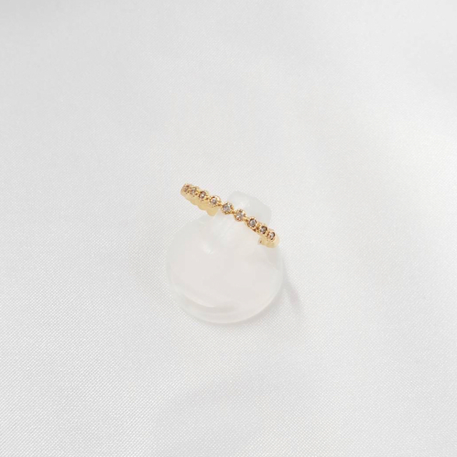 アガット フリルリング K10YG ダイヤリング 7号 0.09ct