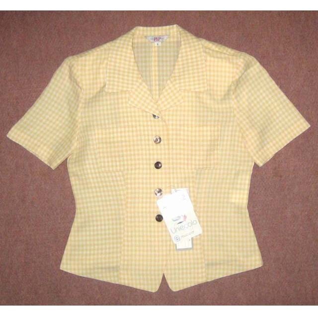 新品 7号 OL制服 オーバーブラウス 小さいサイズ 事務服 k レディースのトップス(シャツ/ブラウス(半袖/袖なし))の商品写真