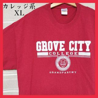 ギルタン(GILDAN)のカレッジ系 プリントTシャツ XL US古着 デカロゴ グローブシティ大学(Tシャツ/カットソー(半袖/袖なし))