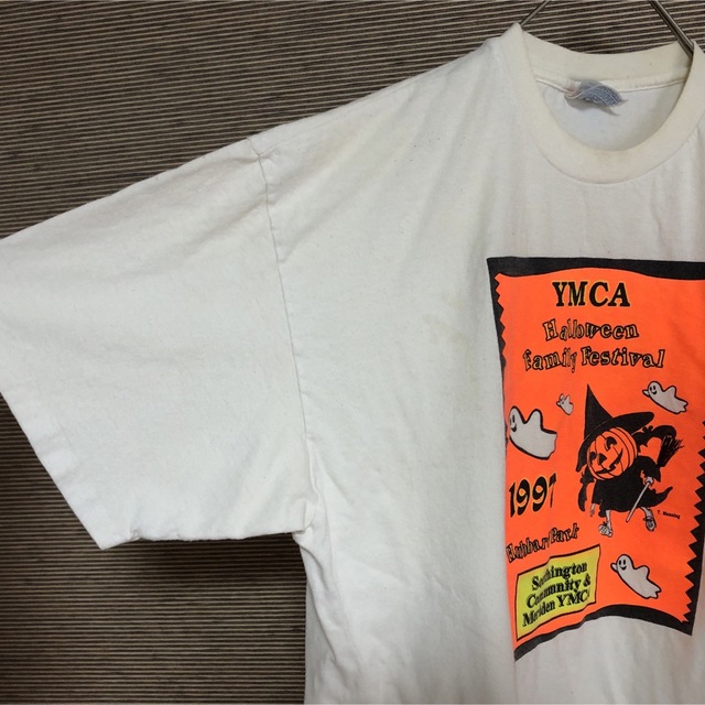 Hanes(ヘインズ)のヘインズ】90s 半袖Tシャツ　YMCA　ハロウィン　かぼちゃ　魔女　オバケ32 メンズのトップス(Tシャツ/カットソー(半袖/袖なし))の商品写真