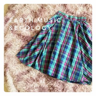 アースミュージックアンドエコロジー(earth music & ecology)のブルー と パープル チェック スカーフ♡earth music&ecology(ひざ丈スカート)