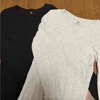 エイチアンドエム(H&M)のH&M ロンT2枚セット　黒グレー　キッズサイズ160(Tシャツ/カットソー)