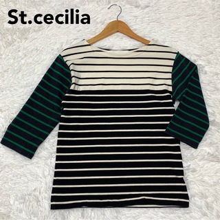 St.cecilia セントセシリア 七分袖 ボーダーカットソー トップス S(カットソー(長袖/七分))