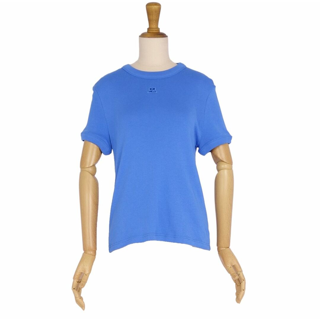 美品 クレージュ courreges Tシャツ カットソー 半袖 ショートスリーブ コットン トップス レディース 1(S相当) ブルー