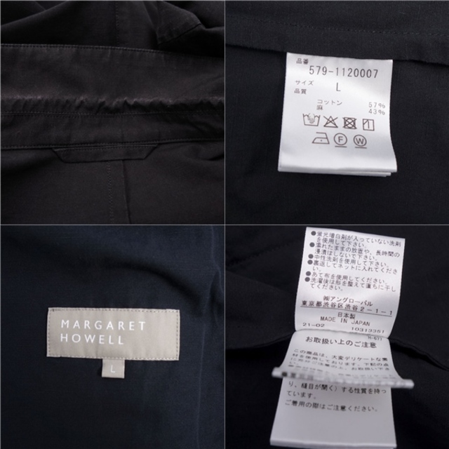 marimekko(マリメッコ)のマーガレットハウエル MARGARET HOWELL ジャケット テーラードジャケット シングル 芯なし コットン リネン アウター メンズ L ブラック メンズのジャケット/アウター(テーラードジャケット)の商品写真