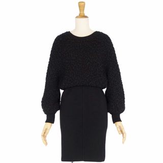 アレキサンダーワン(Alexander Wang)の美品 アレキサンダーワン TRICOT ALEXANDER WANG ニット ワンピース ドレス ロングスリーブ ボア 無地 トップス レディース S ブラック(ひざ丈ワンピース)